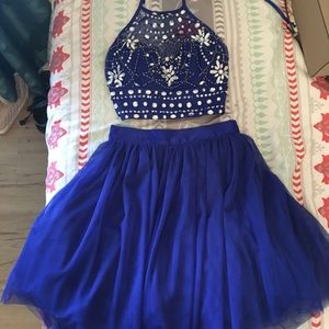 Royal blue two piece homecoming dress